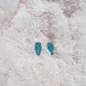*VINTAGE* Kendra Scott Skylette Stud Earrings EUC - Gold Turquoise